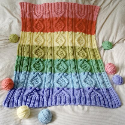 Rainbow Aran Baby Blanket