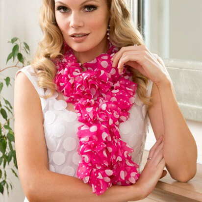 Sweetheart Ruffle Scarf in Red Heart Boutique Sassy Fabric - LW3728 - Downloadable PDF