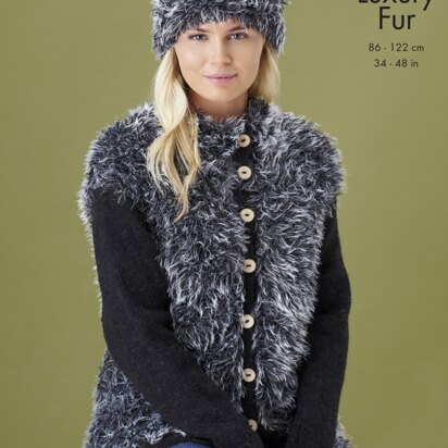 Jackets & Headband in King Cole Fashion Aran & Luxury Fur - 5445 - Downloadable PDF