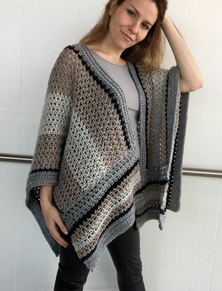 Crochet Wrap Pattern: Striking Striped Ruana