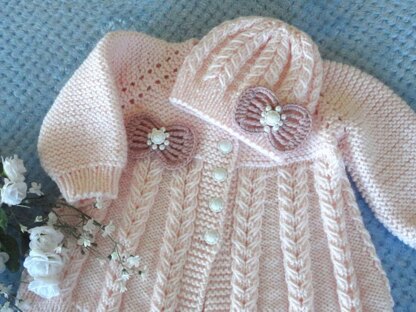 Knitted Baby Cardigan and Baby Beanie by Elena Mitchell