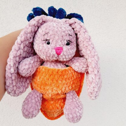 Crochet bunny baby in a backpack, Amigurumi rabbit pattern Toy