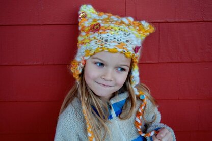 Kitty Kids Hat in Knit Collage Gypsy Garden