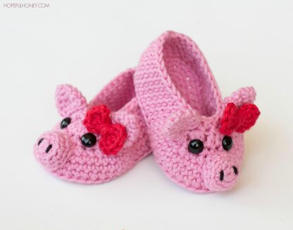 Pink Piggy Baby Booties