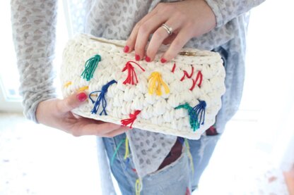 Zip Clutch with Colorful threads