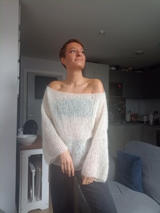 Off the shoulder mohair sweater