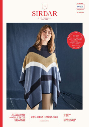 Intarsia Poncho in Sirdar Snuggly Cashmere Merino Silk DK - 10205 - Leaflet