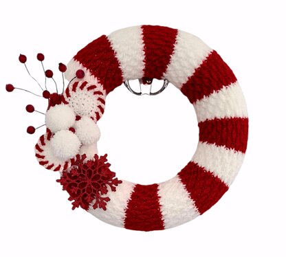 Crochet Christmas Wreath Pattern - Candy Cane