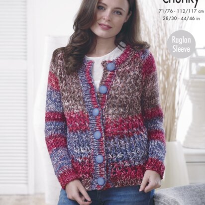 Cardigan & Sweater in King Cole Big Value Super Chunky Tints - 5030 - Downloadable PDF