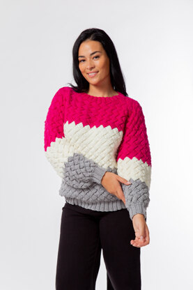 Lexi Entrelac Jumper - Sweater Knitting Pattern for Women in MillaMia Naturally Soft Aran by MillaMia