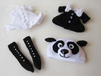 Doll Panda girl knitted flat