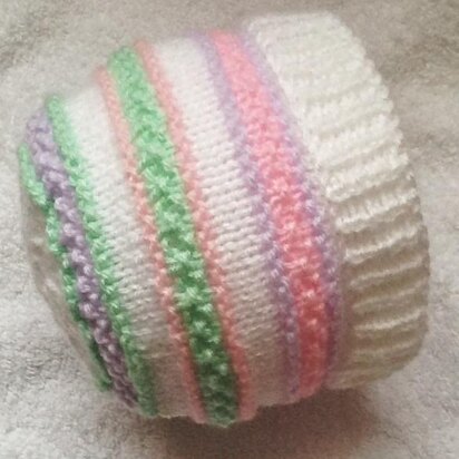 Pastel stripes baby beanie hat