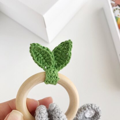 Koala crochet pattern baby rattle toy Amigurumi animal pattern Teething ring Newborn toy