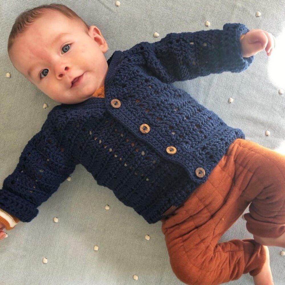 All in one crochet baby cardigan sale