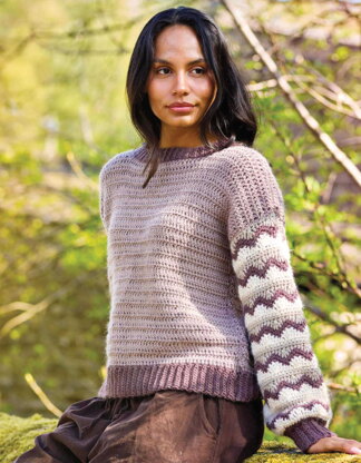 Una Zig Zag Sleeve Jumper  in Fable Brushed Aran