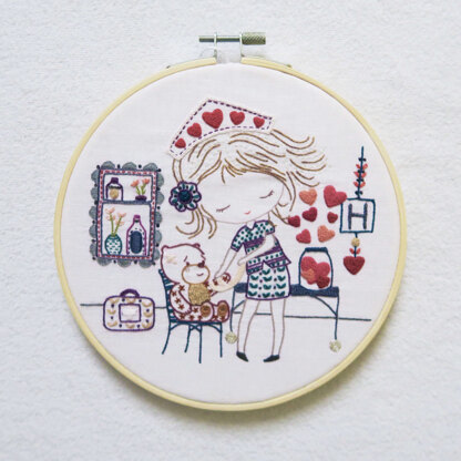 Un Chat Dans L'Aiguille Salome Takes Care of Others Printed Embroidery Kit