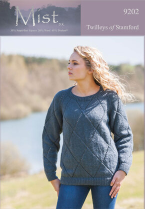 Knitted Diamond Lace Sweater in Twilleys Mist DK - 9202