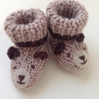 Sleepy Bear Baby Booties