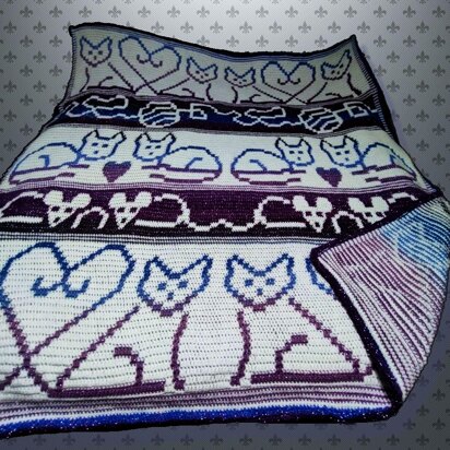 Whimsical Kitty Blanket - Overlay Mosaic Crochet