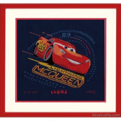 Vervaco Screeching Tyres Cars Birth Record Cross Stitch Kit - PN-0167543