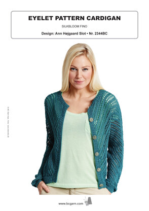 Eyelet Pattern Cardigan in BC Garn Silkbloom Fino - 2344BC - Downloadable PDF