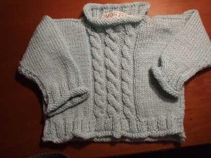 Easy Cabled Baby Pullover - Straight Needle Version