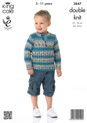 Childrens' Cardigan and Sweater in King Cole Splash DK - 3847