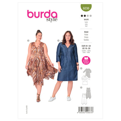 Burda Style Plus Dress B6036 - Paper Pattern, Size 44 - 54