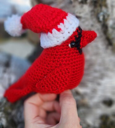 Cardinal Bird with Santa Hat