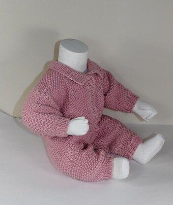 Baby Simple Aran Moss Stitch Collar Onesie