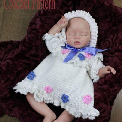 Crochet Pattern baby dress & hat UK & USA Terms # 135