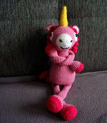 Crochet Pattern Long Legged Pink Unicorn Fluffy!