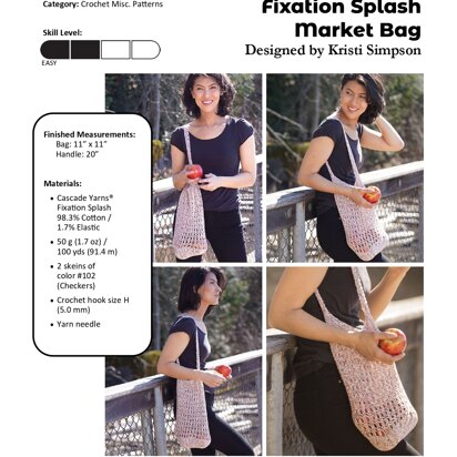 Market Bag in Cascade Yarns Fixation Splash - DK599 - Downloadable PDF