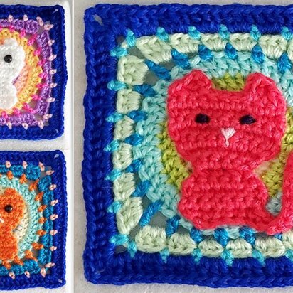 Granny Square with Fantastic Cat