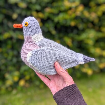 Big Liam the Wood Pigeon bird - knitting pattern