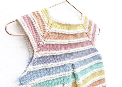Size 1-3 months - Rainbow Romper PDF Knitting Pattern