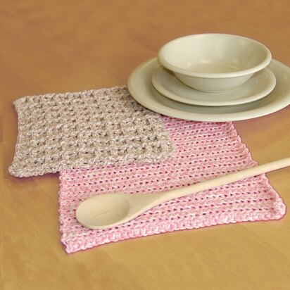 Dishcloths in Bernat Handicrafter Cotton Twists - FDBR0263\n - knitting pattern