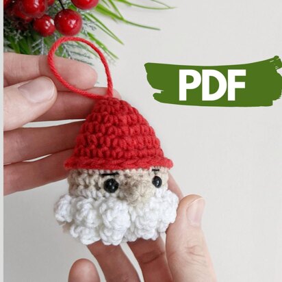 Crochet Santa ornament pattern, easy crochet Christmas decor