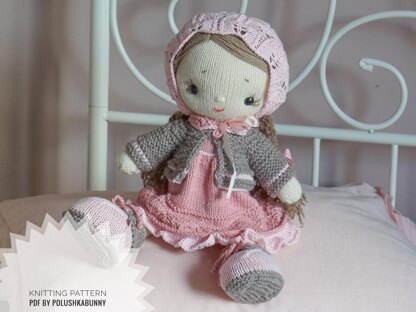 Doll clothes Knitting Pattern Outfit Shabby Chic Style for doll, lamb, bunny, kitty