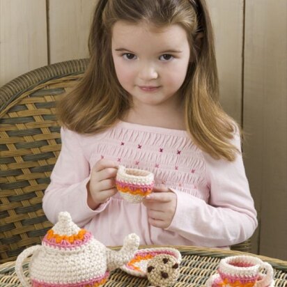 Tea and Cookies Party Set in Red Heart Super Saver Economy Solids - LW2474