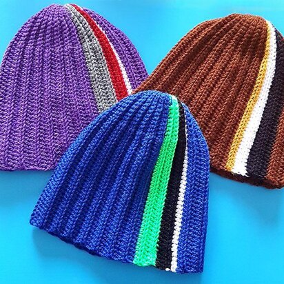 Striped Mock-Rib Beanie