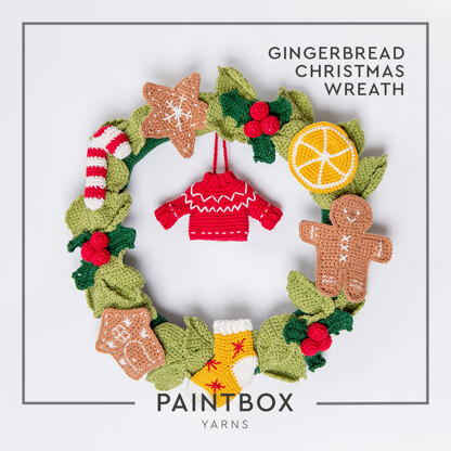 Gingerbread Christmas Wreath - Free Christmas Decorations Crochet Pattern in Paintbox Yarns Cotton DK