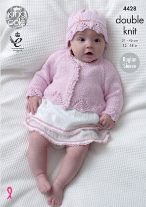Matinee Coat, Cardigan, Jackets and Hats in King Cole Cottonsoft DK - 4428 - Leaflet
