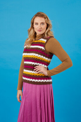 Striped Tank Top - Free Crochet Pattern for Women in Paintbox Yarns 100% Wool Chunky Superwash by Paintbox Yarns in Paintbox Yarns - Downloadable PDF