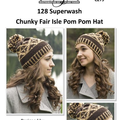 Chunky Fair Isle Pom Pom Hat in Cascade Yarns 128 Superwash - C279 - Downloadable PDF