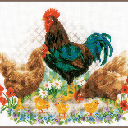 Vervaco Counted Cross Stitch Kit Rooster and Chickens
