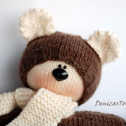 Waldorf knitted Bear doll for small babies - knitting pattern