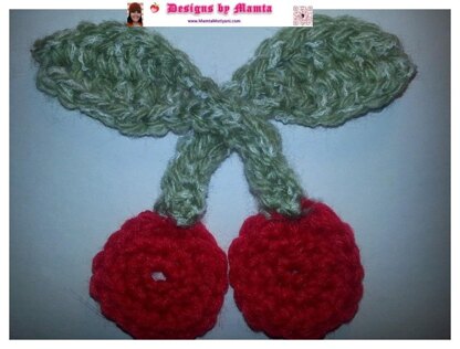 Crochet Cherries Applique Pattern Ornament For Holidays And Christmas