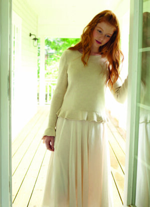 "Frill Edged Top" - Top Knitting Pattern For Women in Debbie Bliss Baby Cashmerino - CF11