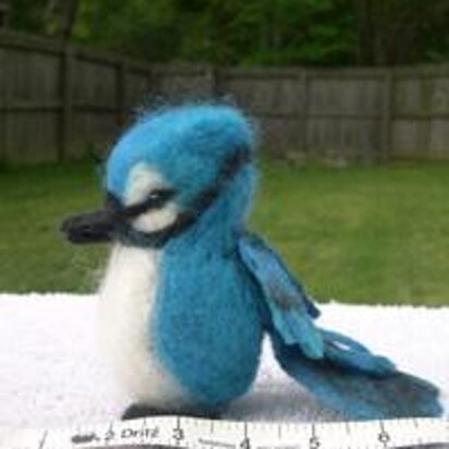 Knitted/Felted/Needle Felted Blue Jay Bird